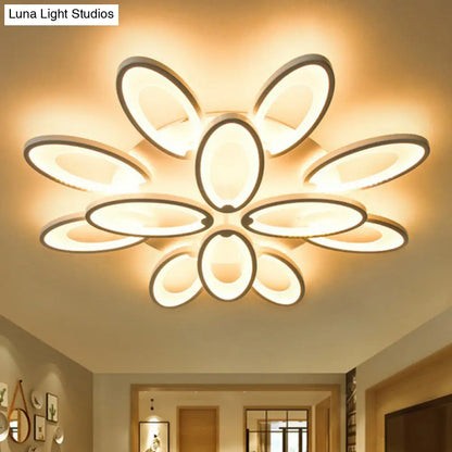 DecorBites™ DecorBites™ Peacock Ceiling Mounted LED Light: Minimalist Acrylic Semi Flush Mount for Living Room in White