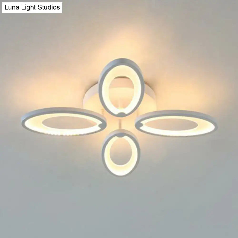 DecorBites™ DecorBites™ Peacock Ceiling Mounted LED Light: Minimalist Acrylic Semi Flush Mount for Living Room in White