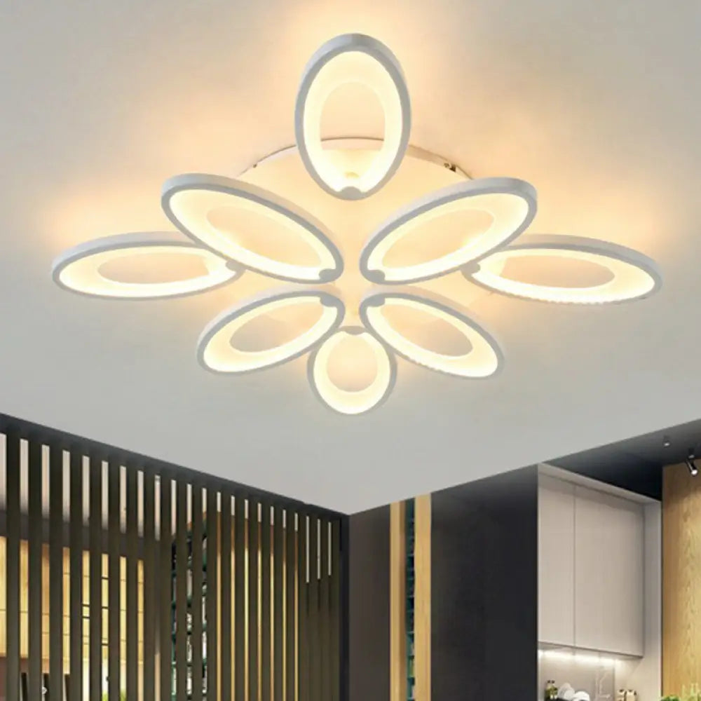 DecorBites™ DecorBites™ Peacock Ceiling Mounted LED Light: Minimalist Acrylic Semi Flush Mount for Living Room in White