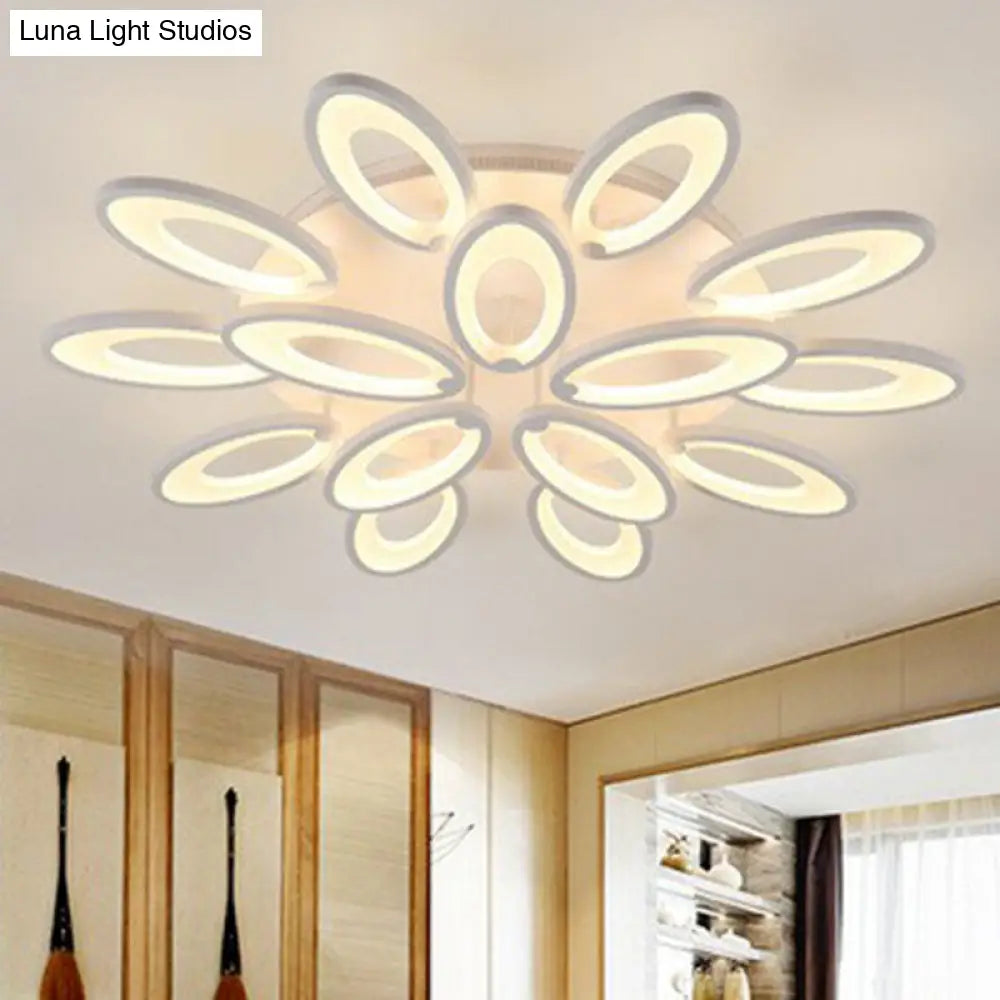 DecorBites™ DecorBites™ Peacock Ceiling Mounted LED Light: Minimalist Acrylic Semi Flush Mount for Living Room in White