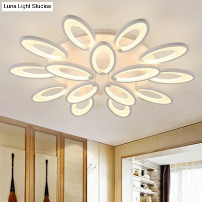 DecorBites™ DecorBites™ Peacock Ceiling Mounted LED Light: Minimalist Acrylic Semi Flush Mount for Living Room in White