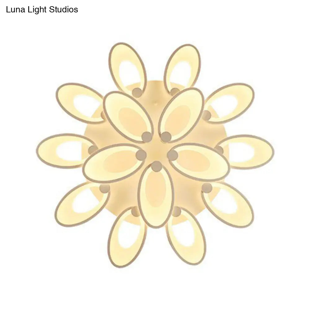 DecorBites™ DecorBites™ Peacock Ceiling Mounted LED Light: Minimalist Acrylic Semi Flush Mount for Living Room in White