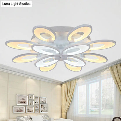 DecorBites™ DecorBites™ Peacock Ceiling Mounted LED Light: Minimalist Acrylic Semi Flush Mount for Living Room in White