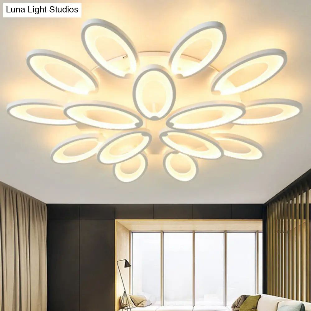 DecorBites™ DecorBites™ Peacock Ceiling Mounted LED Light: Minimalist Acrylic Semi Flush Mount for Living Room in White