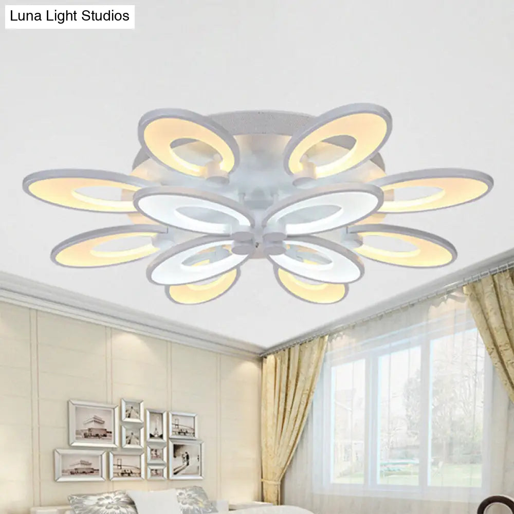 DecorBites™ DecorBites™ Peacock Ceiling Mounted LED Light: Minimalist Acrylic Semi Flush Mount for Living Room in White