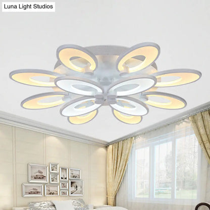 DecorBites™ DecorBites™ Peacock Ceiling Mounted LED Light: Minimalist Acrylic Semi Flush Mount for Living Room in White