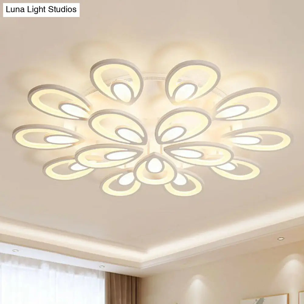 DecorBites™ DecorBites™ Peacock LED Semi Flush Light - Acrylic, Simplicity White, Ceiling Mount - Ideal for Living Room