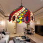 Peacock Tiffany-Style Red Stained Glass Ceiling Lamp