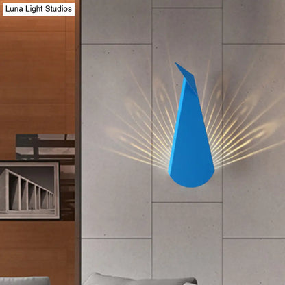 DecorBites™ DecorBites™ Peafowl Iron Flush Mount LED Wall Sconce in Nordic Style with Pink/Blue Light