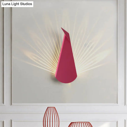 DecorBites™ DecorBites™ Peafowl Iron Flush Mount LED Wall Sconce in Nordic Style with Pink/Blue Light