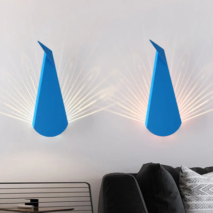 DecorBites™ DecorBites™ Peafowl Iron Flush Mount LED Wall Sconce in Nordic Style with Pink/Blue Light