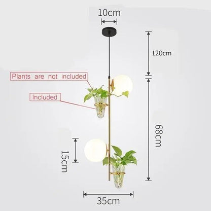 Pendant Planter Light - 2 Head Black White / Cold White