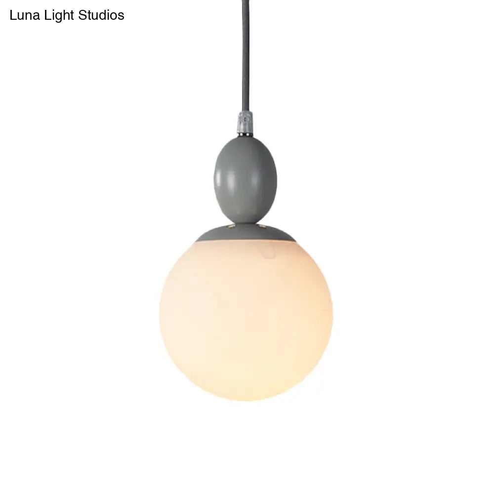 Pendulum White Glass Pendant Light: Post-Modern 1-Light Grey/Blue/Green Hanging Lamp