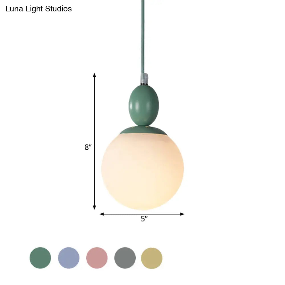 Pendulum White Glass Pendant Light: Post-Modern 1-Light Grey/Blue/Green Hanging Lamp