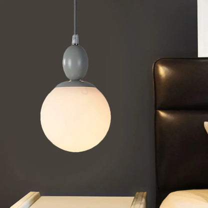 Pendulum White Glass Pendant Light: Post-Modern 1-Light Grey/Blue/Green Hanging Lamp