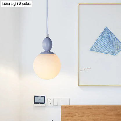 Pendulum White Glass Pendant Light: Post-Modern 1-Light Grey/Blue/Green Hanging Lamp