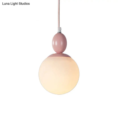 Pendulum White Glass Pendant Light: Post-Modern 1-Light Grey/Blue/Green Hanging Lamp