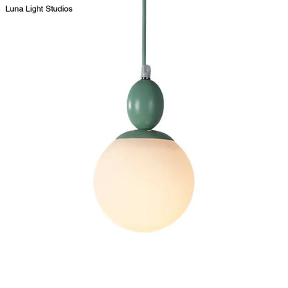 Pendulum White Glass Pendant Light: Post-Modern 1-Light Grey/Blue/Green Hanging Lamp