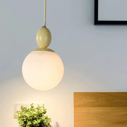 Pendulum White Glass Pendant Light: Post-Modern 1-Light Grey/Blue/Green Hanging Lamp