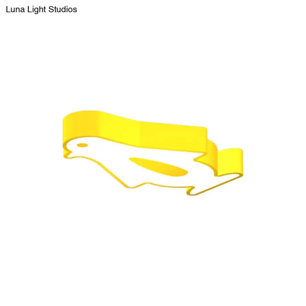 DecorBites™ DecorBites™ Penguin LED Flush Mount Lighting for Kids' Metal Kindergarten Ceiling Lamp - Red/Pink/Yellow