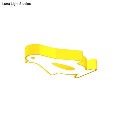 DecorBites™ DecorBites™ Penguin LED Flush Mount Lighting for Kids' Metal Kindergarten Ceiling Lamp - Red/Pink/Yellow