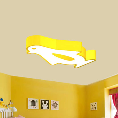 DecorBites™ DecorBites™ Penguin LED Flush Mount Lighting for Kids' Metal Kindergarten Ceiling Lamp - Red/Pink/Yellow