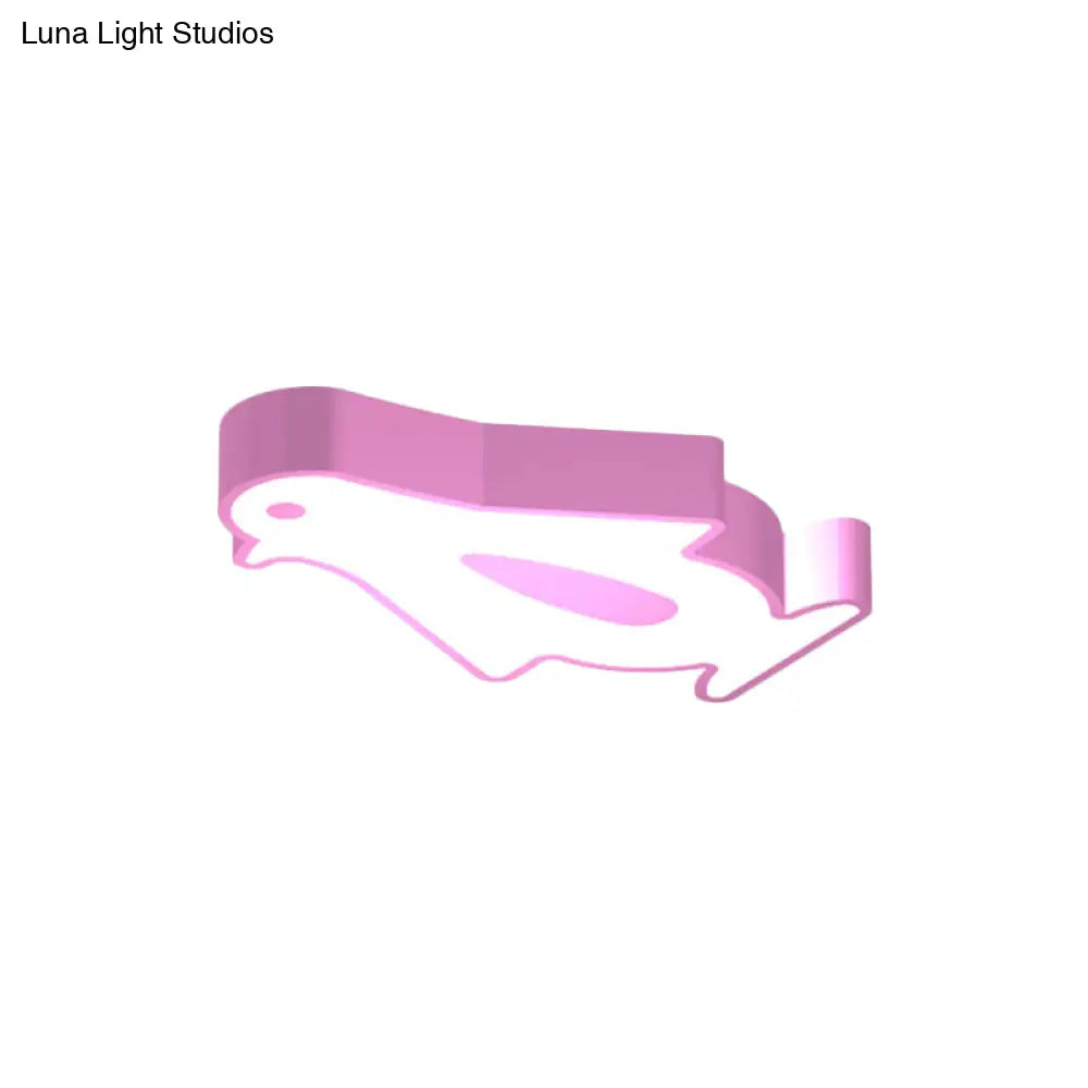 DecorBites™ DecorBites™ Penguin LED Flush Mount Lighting for Kids' Metal Kindergarten Ceiling Lamp - Red/Pink/Yellow