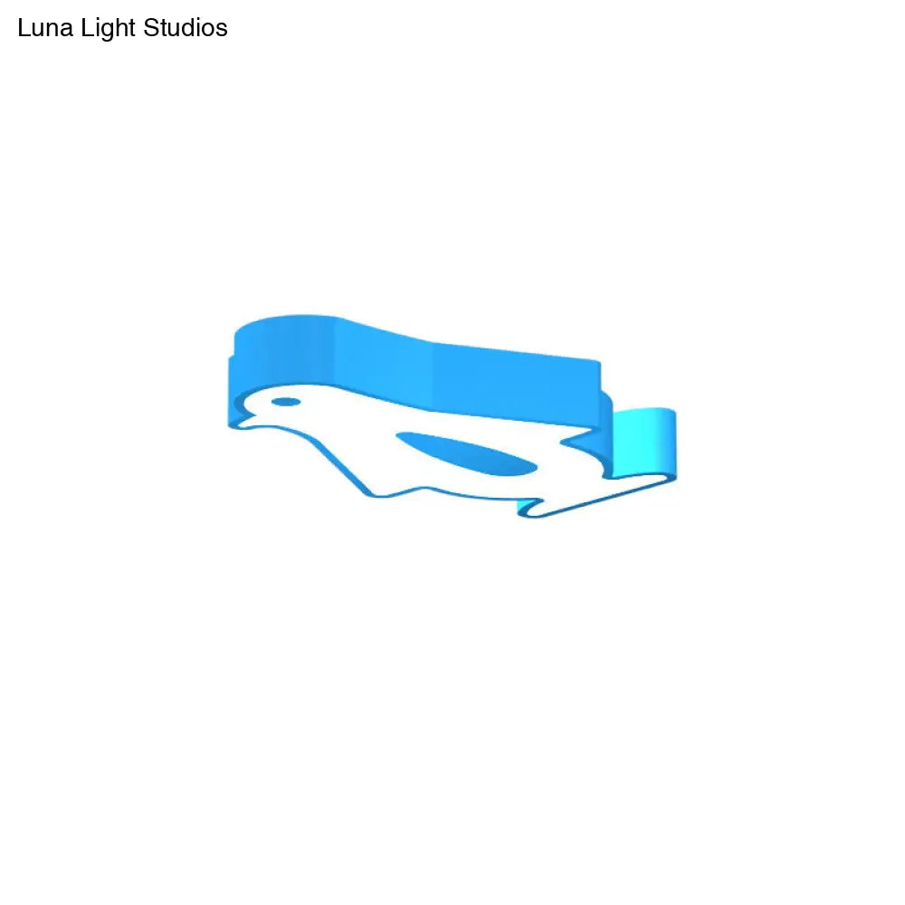 DecorBites™ DecorBites™ Penguin LED Flush Mount Lighting for Kids' Metal Kindergarten Ceiling Lamp - Red/Pink/Yellow