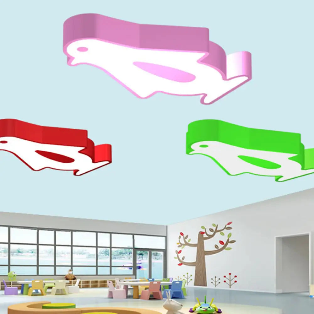 DecorBites™ DecorBites™ Penguin LED Flush Mount Lighting for Kids' Metal Kindergarten Ceiling Lamp - Red/Pink/Yellow