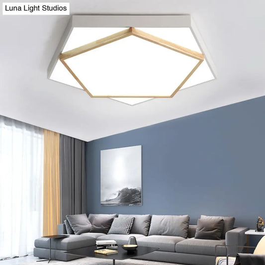 DecorBites™ DecorBites™ Pentagon LED Flush Mount Lamp in Acrylic Grey/White - 3 Color Options and 3 Sizes Available