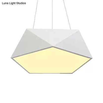 Pentagon Pendant Lighting Metal Ceiling Lamp Fixture with LED and Acrylic Diffuser