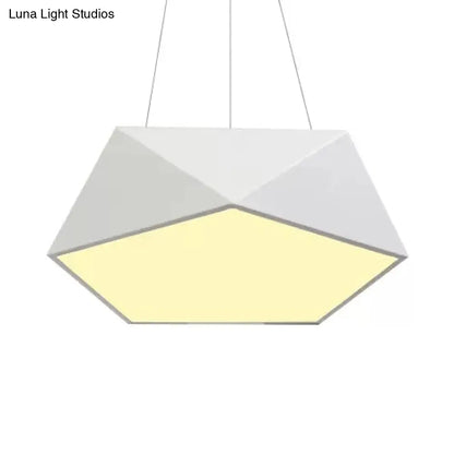 Pentagon Pendant Lighting Metal Ceiling Lamp Fixture with LED and Acrylic Diffuser