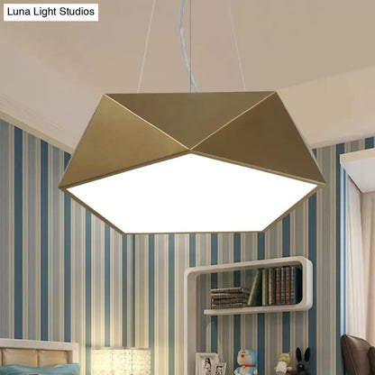 Pentagon Pendant Lighting Metal Ceiling Lamp Fixture with LED and Acrylic Diffuser