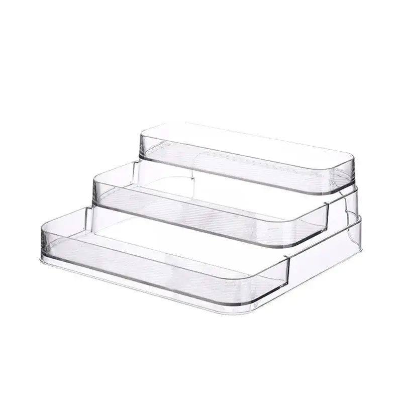 DecorBites™ clear plastic 3 tier cosmetic organizer stand with a compact size and minimalist storage rack design