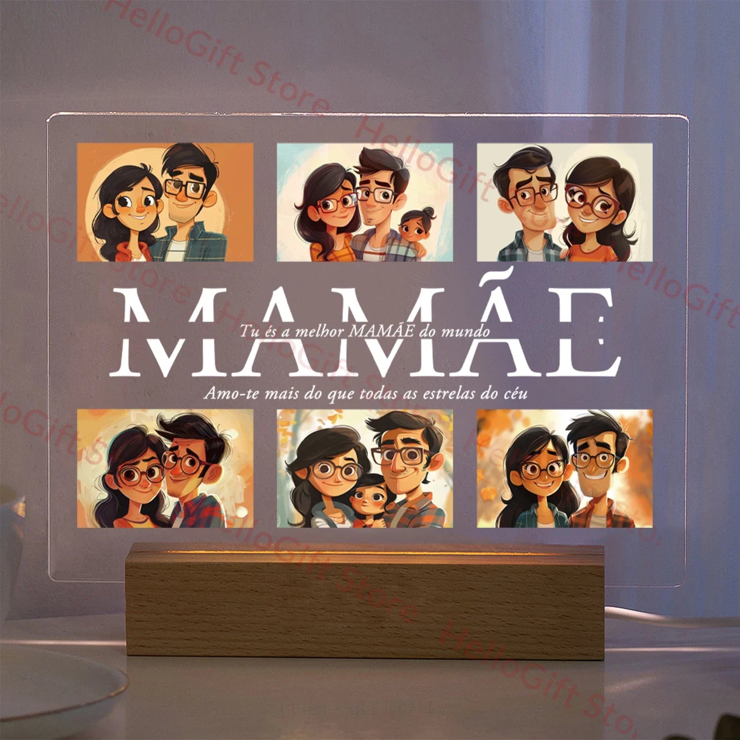Personalized Custom Photo Text 3D Acrylic Lamp Customized Bedroom NightLight for MOM DAD LOVE Family Birthday Christmas