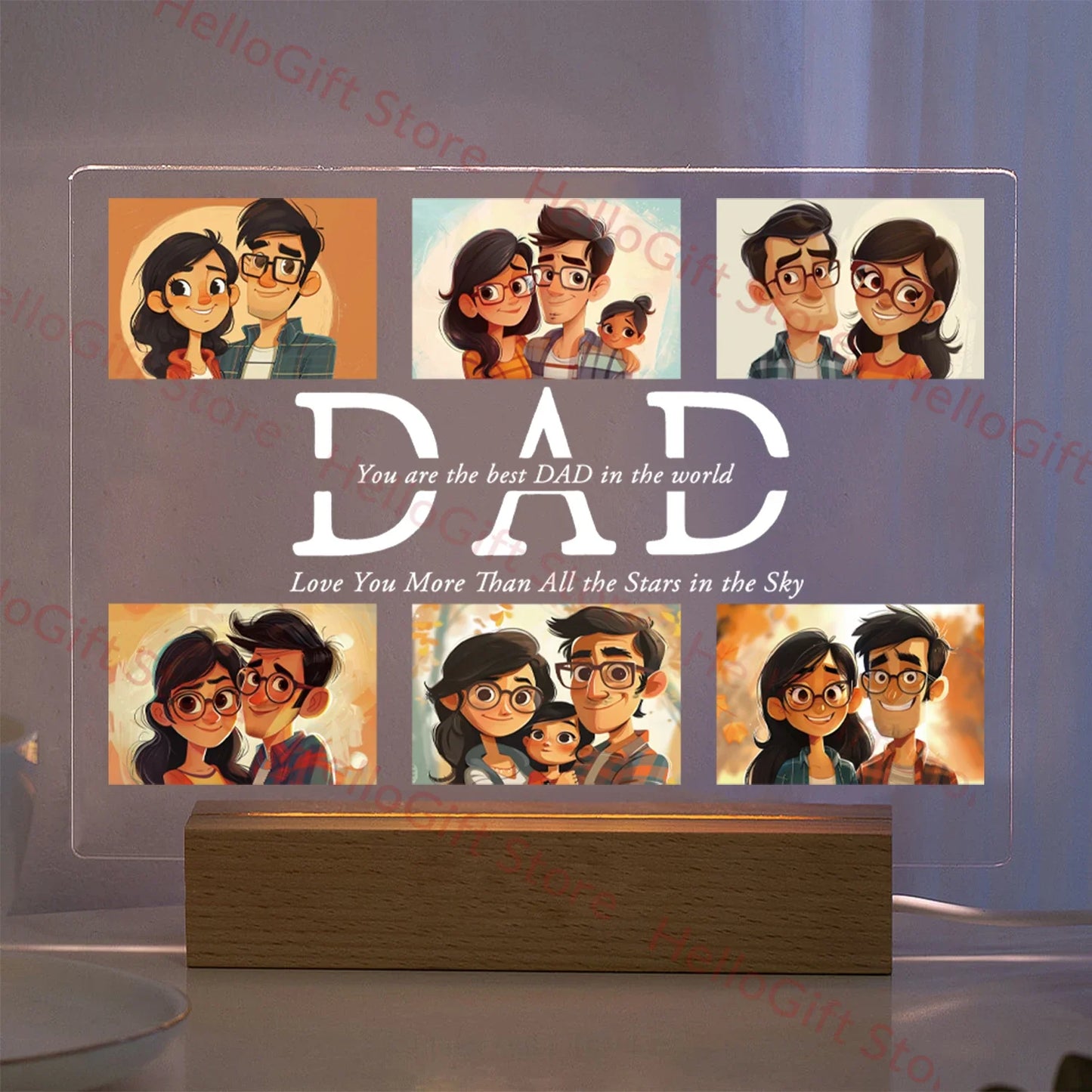 Personalized Custom Photo Text 3D Acrylic Lamp Customized Bedroom NightLight for MOM DAD LOVE Family Birthday Christmas