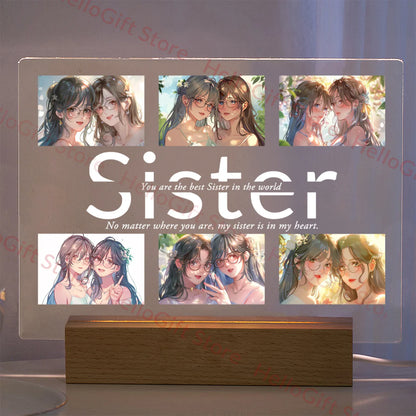 Personalized Custom Photo Text 3D Acrylic Lamp Customized Bedroom NightLight for MOM DAD LOVE Family Birthday Christmas