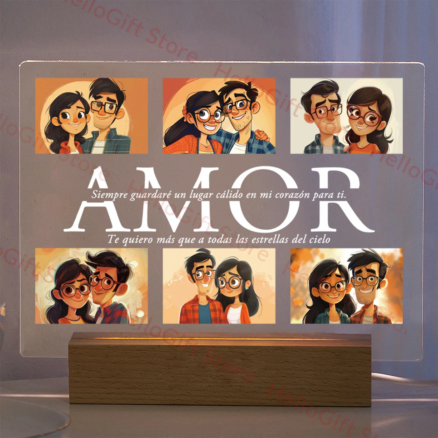 Personalized Custom Photo Text 3D Acrylic Lamp Customized Bedroom NightLight for MOM DAD LOVE Family Birthday Christmas