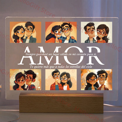 Personalized Custom Photo Text 3D Acrylic Lamp Customized Bedroom NightLight for MOM DAD LOVE Family Birthday Christmas