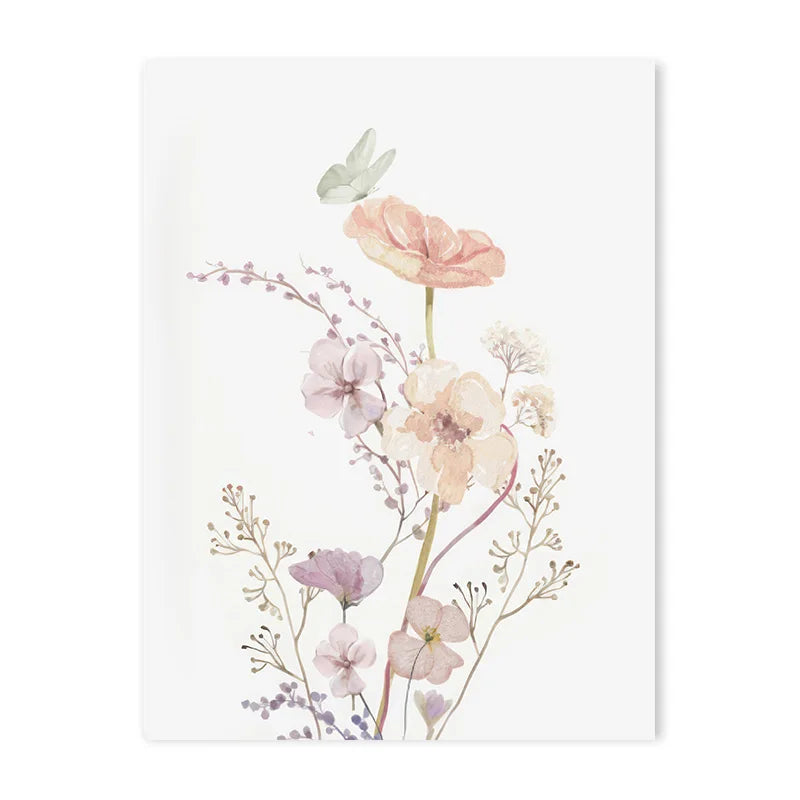 Personalized Pink Floral Nursery Wall Art - 01 / 50x70cm No Frame - Posters