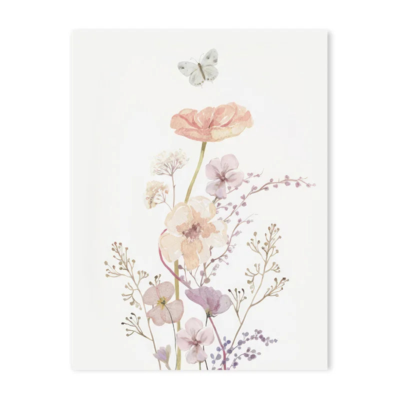 Personalized Pink Floral Nursery Wall Art - 03 / 50x70cm No Frame - Posters