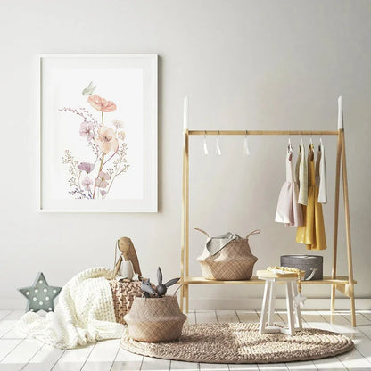 Personalized Pink Floral Nursery Wall Art - Posters