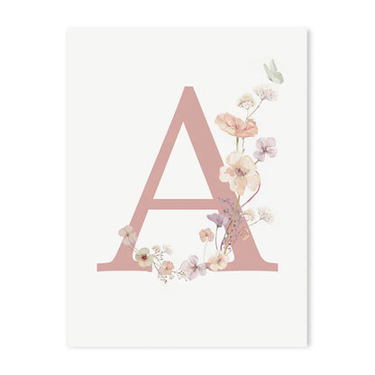Personalized Pink Floral Nursery Wall Art - A / 50x70cm No Frame - Posters