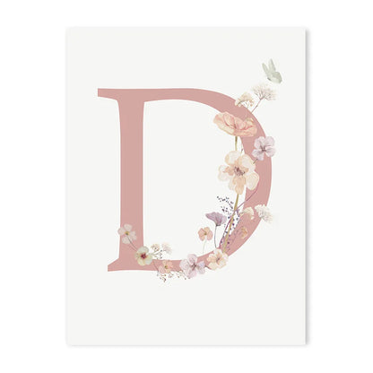 Personalized Pink Floral Nursery Wall Art - D / 50x70cm No Frame - Posters