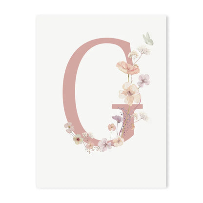 Personalized Pink Floral Nursery Wall Art - G / 50x70cm No Frame - Posters