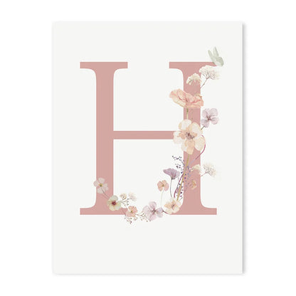 Personalized Pink Floral Nursery Wall Art - H / 50x70cm No Frame - Posters