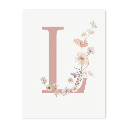 Personalized Pink Floral Nursery Wall Art - L / 50x70cm No Frame - Posters