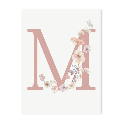 Personalized Pink Floral Nursery Wall Art - M / 50x70cm No Frame - Posters