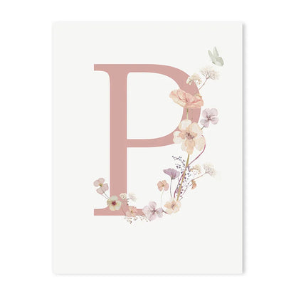 Personalized Pink Floral Nursery Wall Art - P / 50x70cm No Frame - Posters