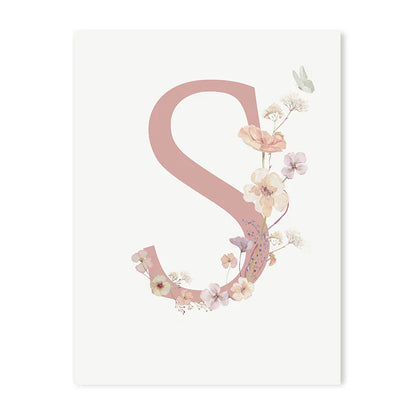 Personalized Pink Floral Nursery Wall Art - S / 50x70cm No Frame - Posters